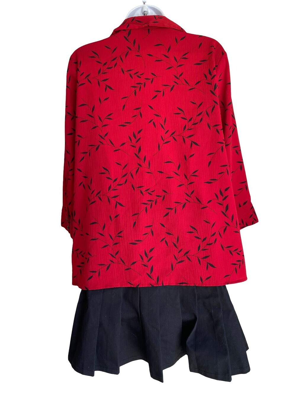 Vintage Plus 1X Cherry Red Button Up Blouse Blazer Set Whimsigoth Officecore Top - Picture 4 of 6